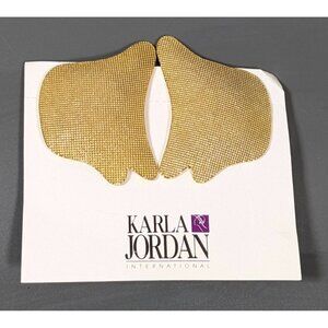 Vintage Karla Jordan Gold Tone Textured Asymmetrical Bold Clip Earrings‎ Unique